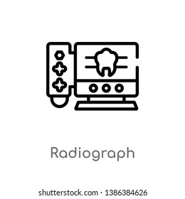 outline radiograph vector icon. isolated black simple line element illustration from dentist concept. editable vector stroke radiograph icon on white background
