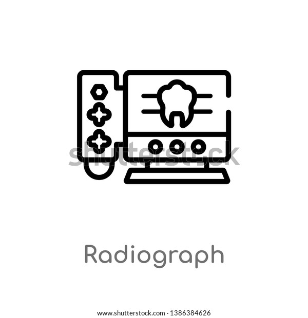 outline radiograph\
vector icon. isolated black simple line element illustration from\
dentist concept. editable vector stroke radiograph icon on white\
background