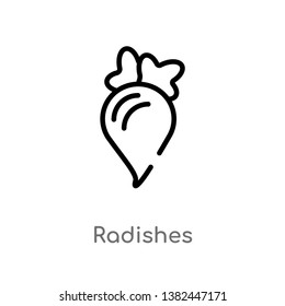 outline radishes vector icon. isolated black simple line element illustration from fruits concept. editable vector stroke radishes icon on white background