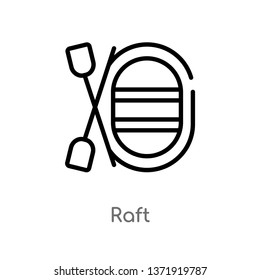 outline raft vector icon. isolated black simple line element illustration from camping concept. editable vector stroke raft icon on white background