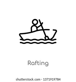 outline rafting vector icon. isolated black simple line element illustration from camping concept. editable vector stroke rafting icon on white background