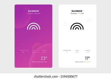 outline rainbow icon design concept on white and purple backgrounds. vector weather icon and web element for mobile applications