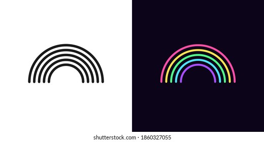 Outline rainbow icon with editable stroke. Linear arch sign, black rainbow. Bright rainbow arc silhouette. Vector icon, sign, symbol for Graphic design and Animation