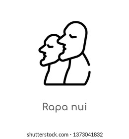 outline rapa nui vector icon. isolated black simple line element illustration from buildings concept. editable vector stroke rapa nui icon on white background