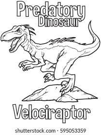 Outline Raptor Dinosaur Illustration Suitable For Any Of Graphic Design Project Such As Coloring Book And Education