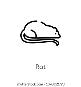 outline rat vector icon. isolated black simple line element illustration from animals concept. editable vector stroke rat icon on white background