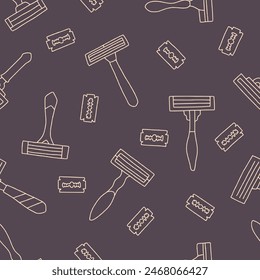 Outline Razor Blade Shaving Seamless Pattern Vector illustration for Print, Wallpaper, Decoration.