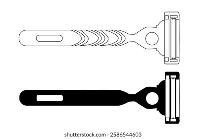 Outline razor icon on white background
Vector razor realistic