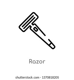 outline razor vector icon. isolated black simple line element illustration from beauty concept. editable vector stroke razor icon on white background