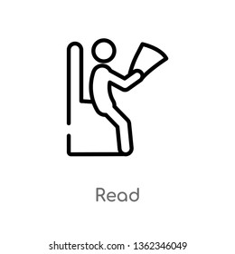 outline read vector icon. isolated black simple line element illustration from outdoor activities concept. editable vector stroke read icon on white background