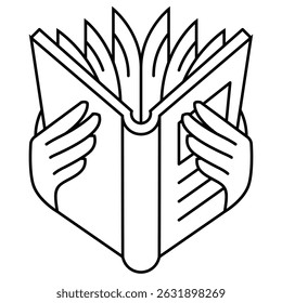 Outline Reading Icon, Book and Study Concept
