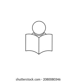 Icono de lectura de contorno aislado en fondo blanco.línea delgada léase icono plano