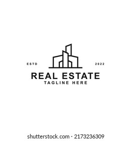 outline real estate logo design vector ideas concept. modern mortgage logo vector design template with simple, elegant and minimalist styles isolated on white background. simple skyline logo design