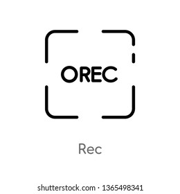 outline rec vector icon. isolated black simple line element illustration from music and media concept. editable vector stroke rec icon on white background