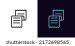 Outline receipt icon, with editable stroke. Invoice paper sign, digital receipt pictogram. Paper check, online payment and purchase, order document, total bill, tax report. Vector icon for Animation