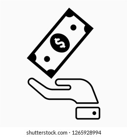 Outline receive money pixel perfect vector icon