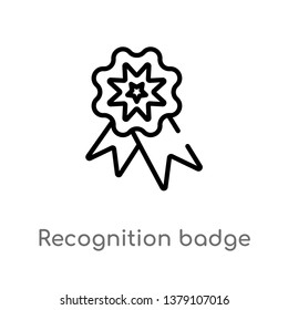outline recognition badge vector icon. isolated black simple line element illustration from gaming concept. editable vector stroke recognition badge icon on white background