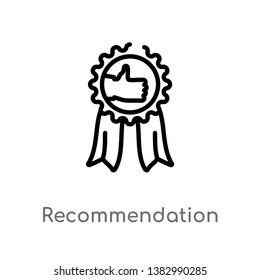 outline recommendation vector icon. isolated black simple line element illustration from marketing concept. editable vector stroke recommendation icon on white background