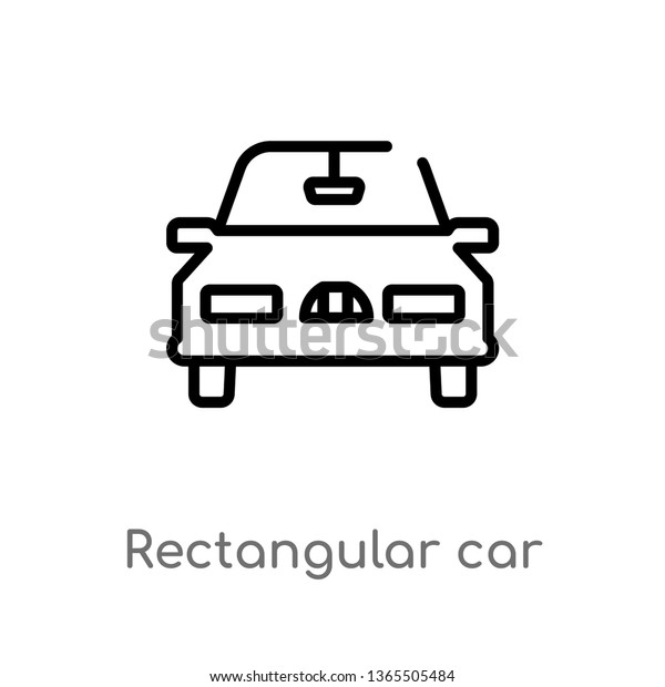outline rectangular car front vector icon.\
isolated black simple line element illustration from mechanicons\
concept. editable vector stroke rectangular car front icon on white\
background