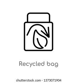 outline recycled bag vector icon. isolated black simple line element illustration from ecology concept. editable vector stroke recycled bag icon on white background