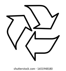 Outline recycled logo with a white background. Vector illustration