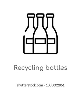 outline recycling bottles vector icon. isolated black simple line element illustration from food concept. editable vector stroke recycling bottles icon on white background