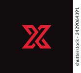 Outline Red Letter X on Black Background vector logo design template