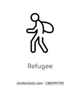 outline refugee vector icon. isolated black simple line element illustration from miscellaneous concept. editable vector stroke refugee icon on white background