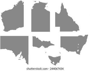 An Outline with regions of the Country of Australia