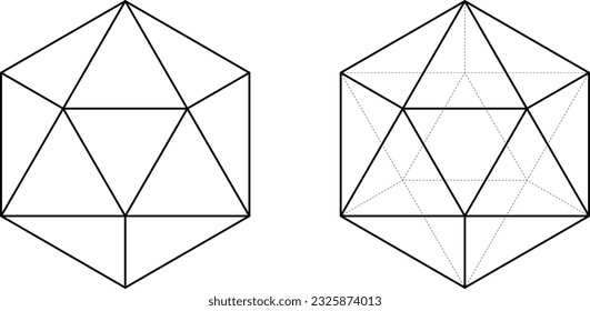 outline regular Icosahedron set vector