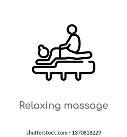 outline relaxing massage vector icon. isolated black simple line element illustration from beauty concept. editable vector stroke relaxing massage icon on white background