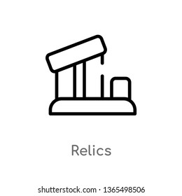 outline relics vector icon. isolated black simple line element illustration from museum concept. editable vector stroke relics icon on white background