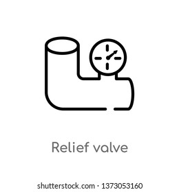 outline relief valve vector icon. isolated black simple line element illustration from construction and tools concept. editable vector stroke relief valve icon on white background