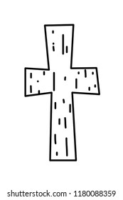 outline religion wood cross catholic symbol