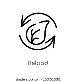 outline reload vector icon. isolated black simple line element illustration from ecology concept. editable vector stroke reload icon on white background