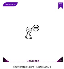 Outline remove-user icon isolated on white background. Line pictogram. Graphic design, mobile application. Editable stroke. EPS10 format vector illustration