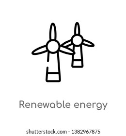 outline renewable energy label vector icon. isolated black simple line element illustration from general concept. editable vector stroke renewable energy label icon on white background