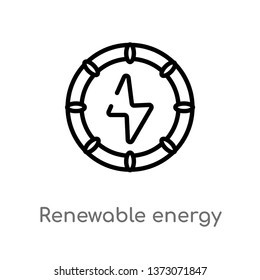 outline renewable energy vector icon. isolated black simple line element illustration from ecology concept. editable vector stroke renewable energy icon on white background