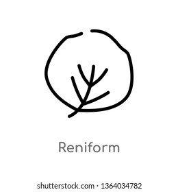 outline reniform vector icon. isolated black simple line element illustration from nature concept. editable vector stroke reniform icon on white background