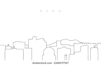 Outline Reno skyline. Trendy template with Reno buildings and landmarks in line style. Stock vector design. 