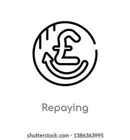 outline repaying vector icon. isolated black simple line element illustration from user interface concept. editable vector stroke repaying icon on white background
