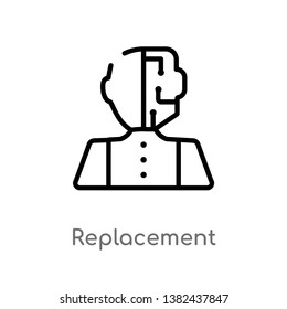 outline replacement vector icon. isolated black simple line element illustration from artificial intelligence concept. editable vector stroke replacement icon on white background