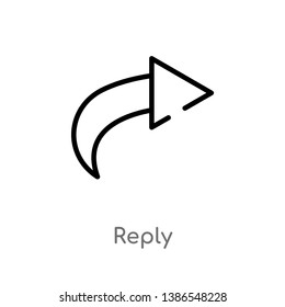 outline reply vector icon. isolated black simple line element illustration from content concept. editable vector stroke reply icon on white background