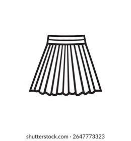 Outline represents a stylish, above-the-knee skirt with simple, clean lines creating a minimal yet fashionable aesthetic against a transparent backdrop, ideal for clothing concept.