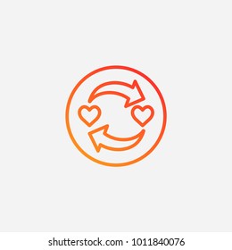 Outline restart heart valentines day icon.gradient illustration isolated vector sign symbol
