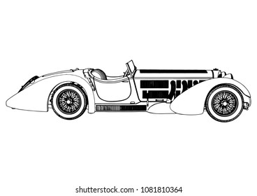 outline of a retro car