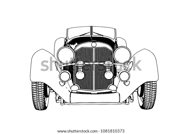 Outline Retro Car Stock Vector (Royalty Free) 1081810373