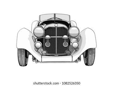 outline of a retro car vector
