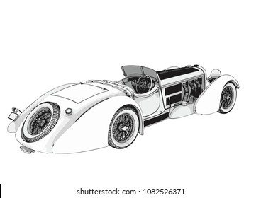 outline of a retro car vector
