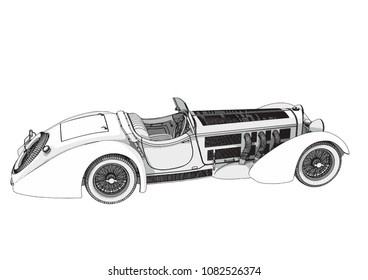 outline of a retro car vector
